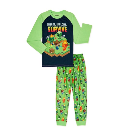 Minecraft Boys Long Sleeve Pajamas Set 2 piece size 4/5 New ✨ - Picture 2 of 9